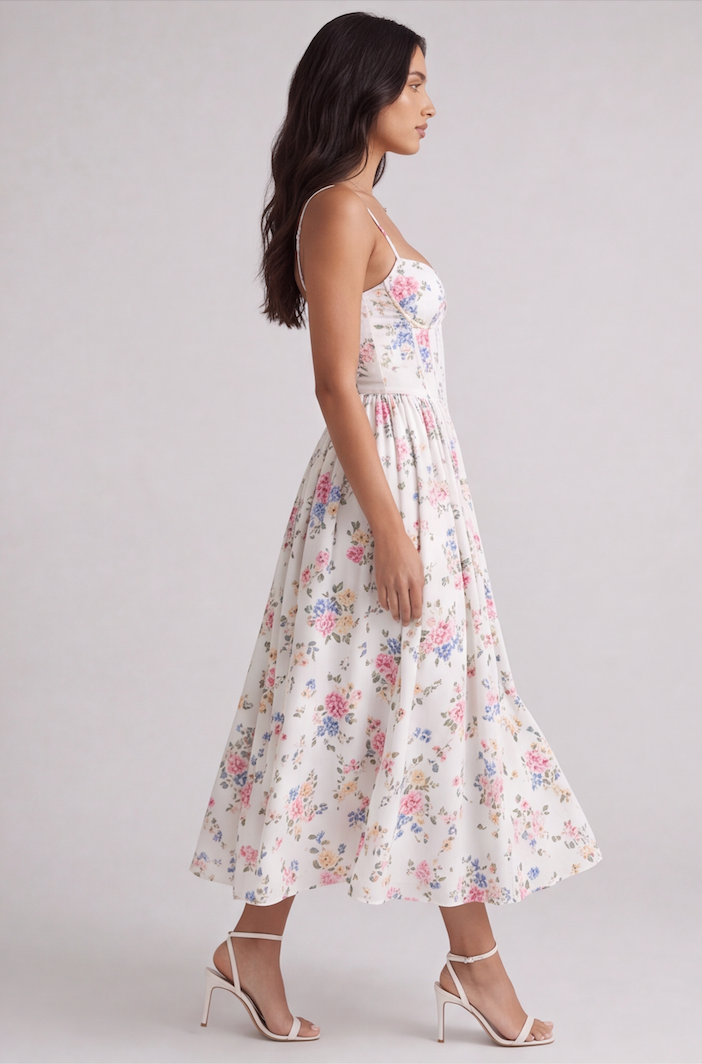 ROSA | Vestido midi corsé floral