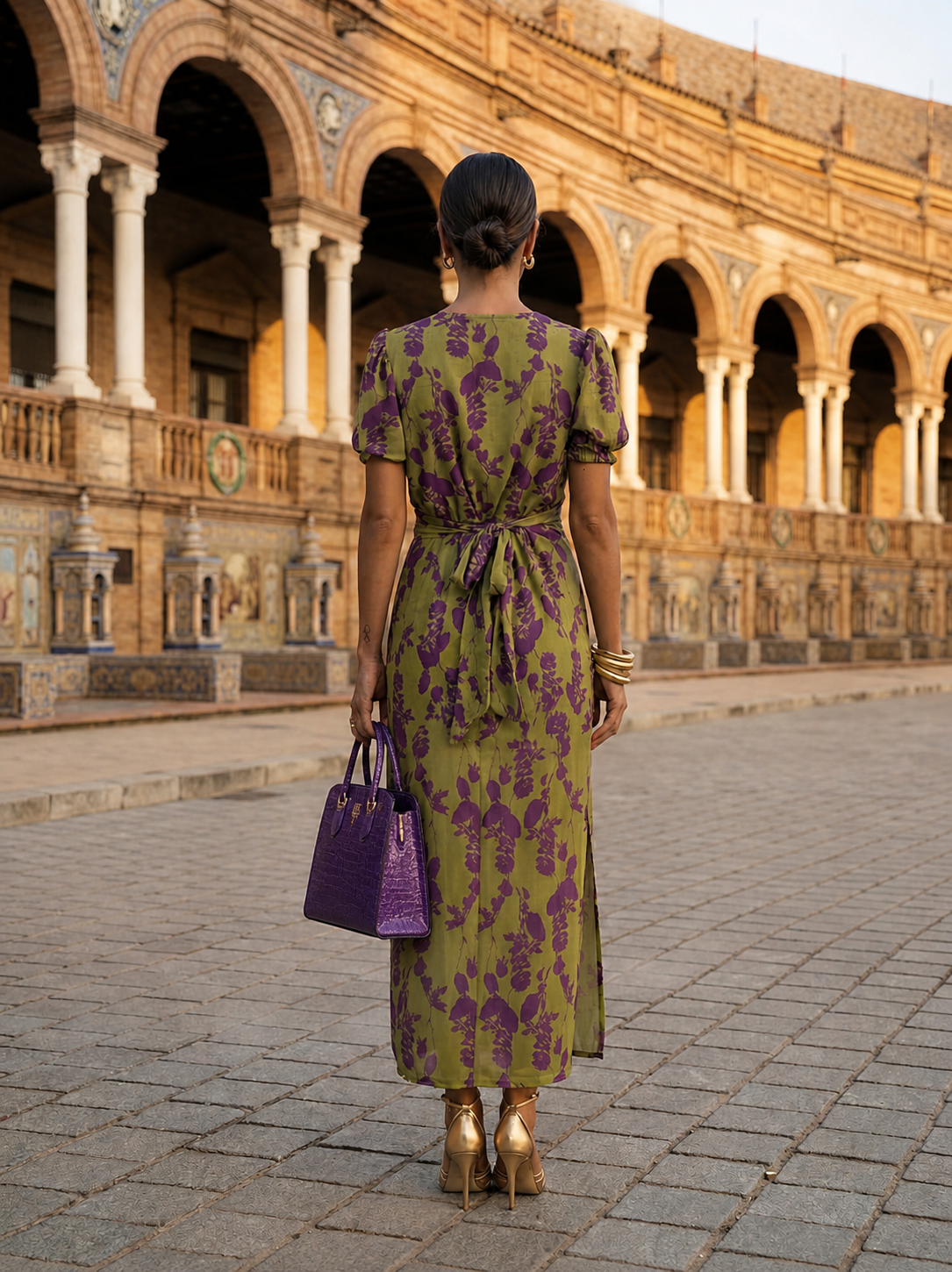 Vestido Midi Floral Escote en V