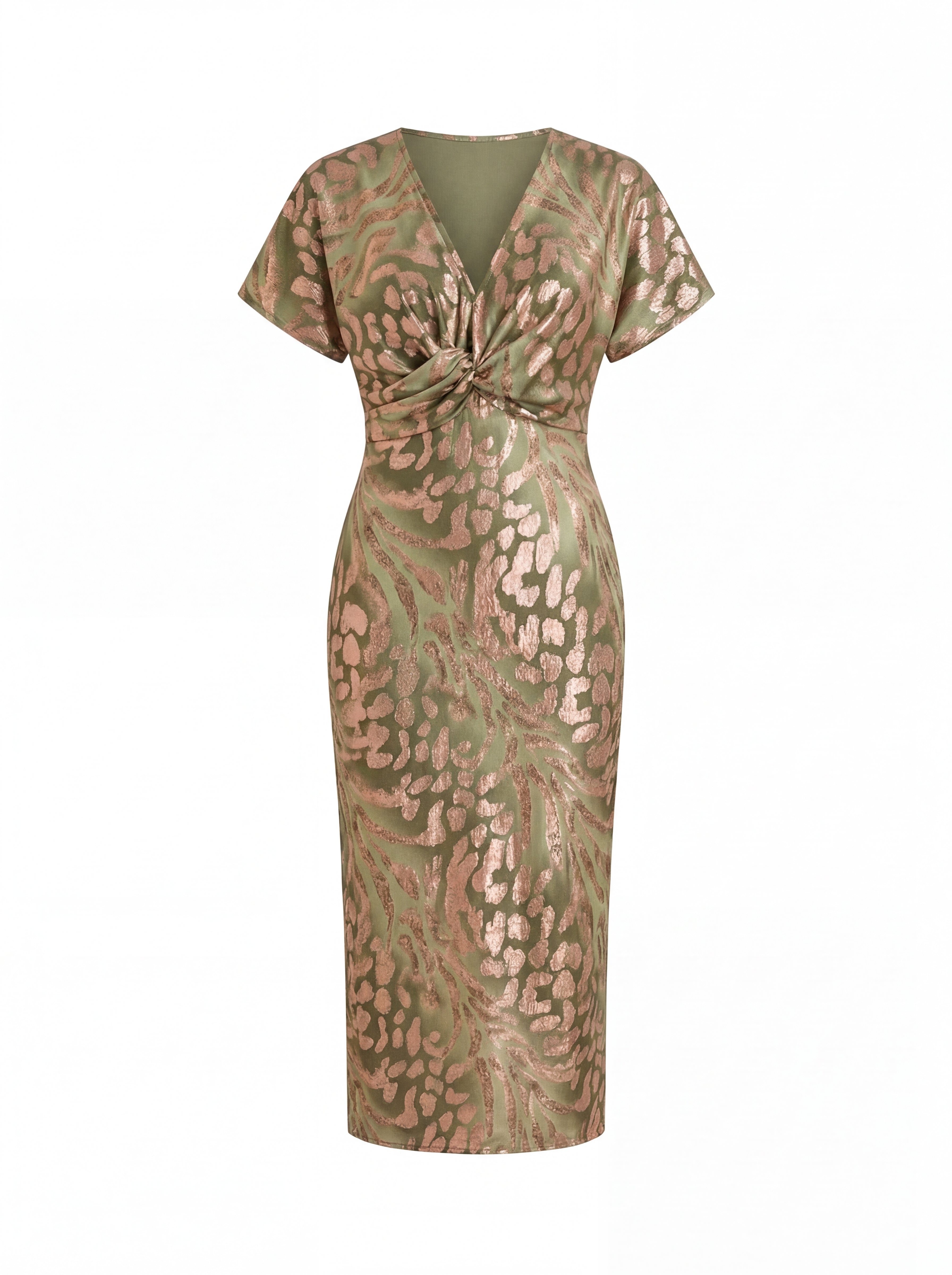 Vestido Midi Cruzado Nudo Efecto Estilizador