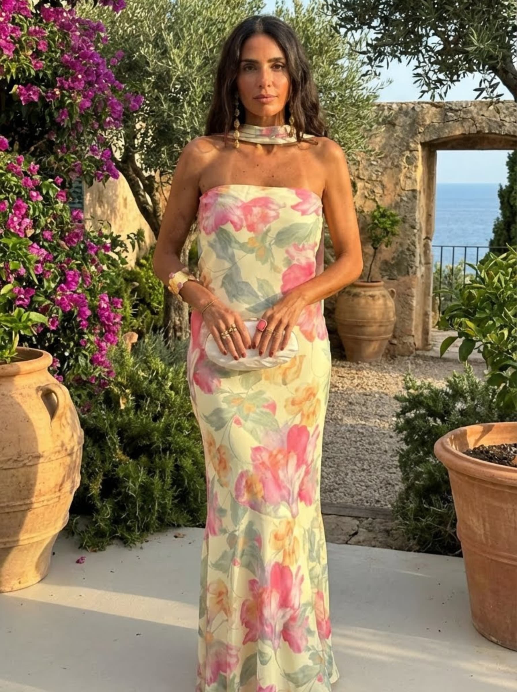 Vestido Largo Chiffon Escote en V