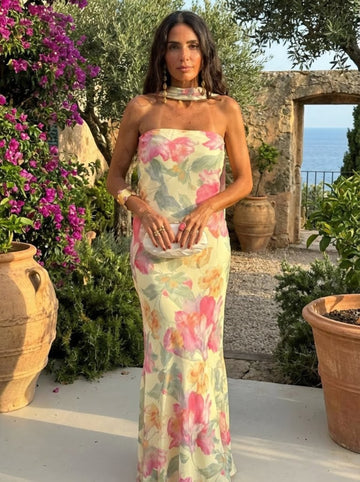 Vestido Largo Chiffon Escote en V