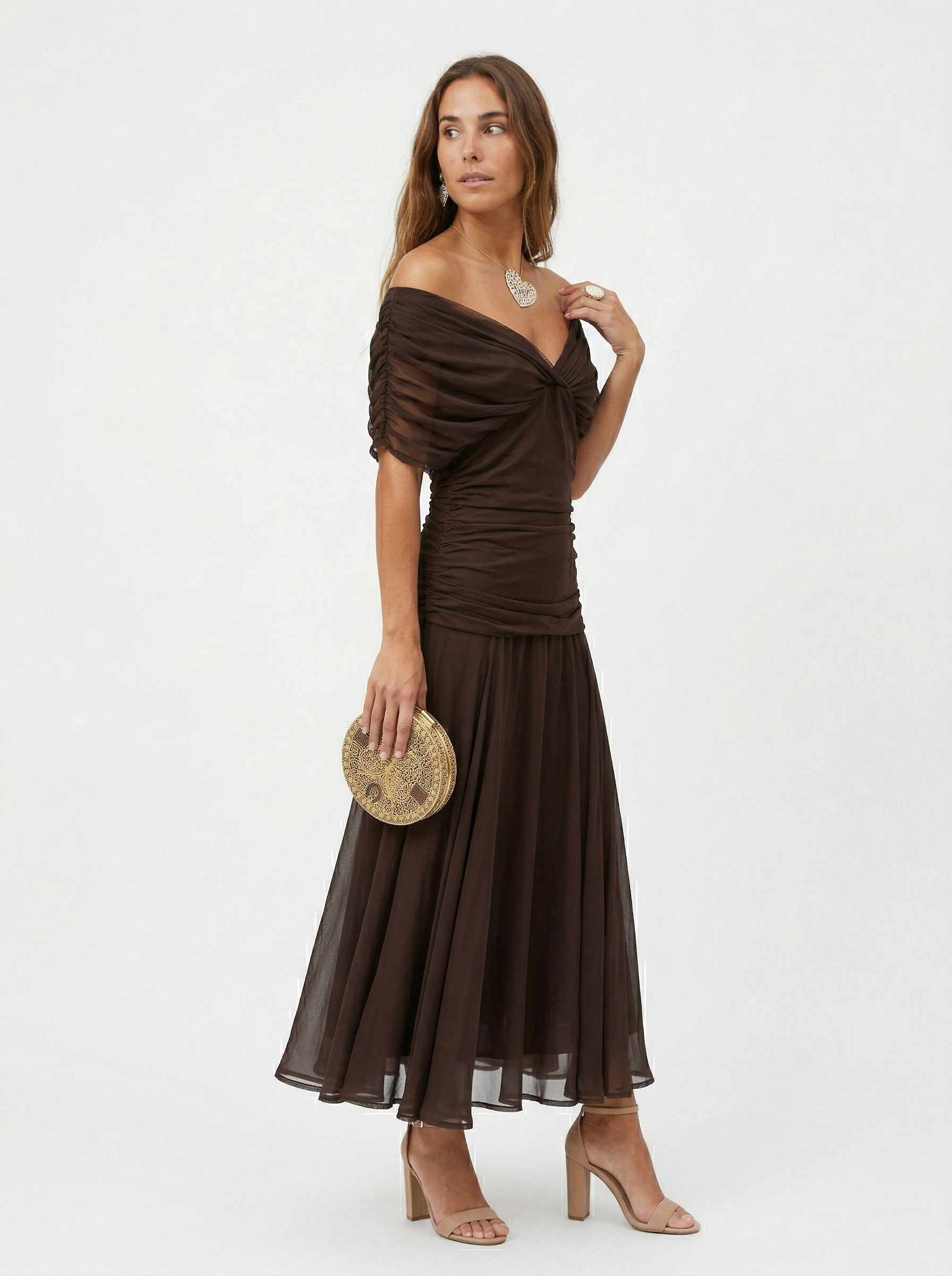 Vestido largo con escote en v