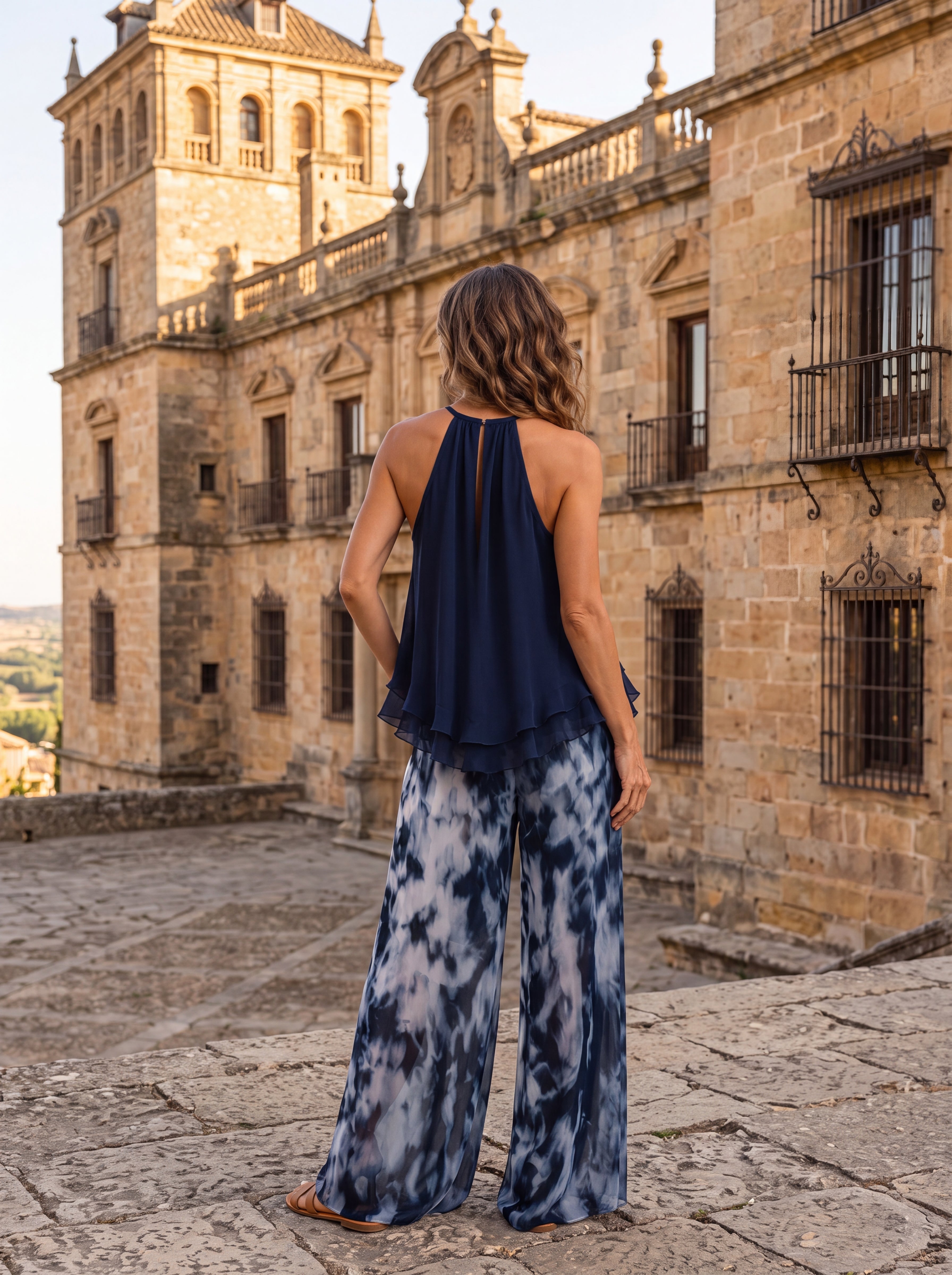 Conjunto halter fluido estampado