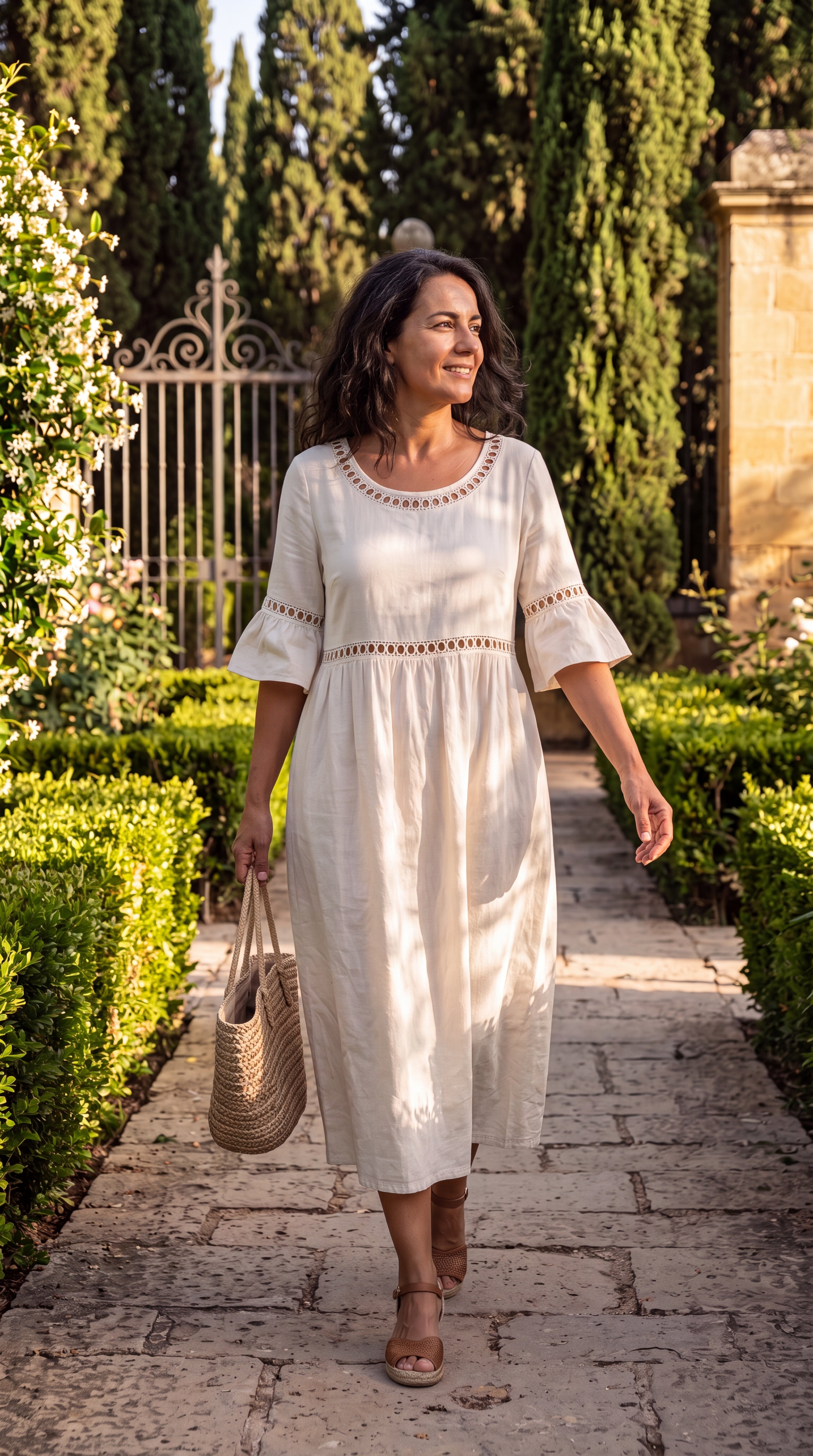 Vestido largo efecto vientre plano