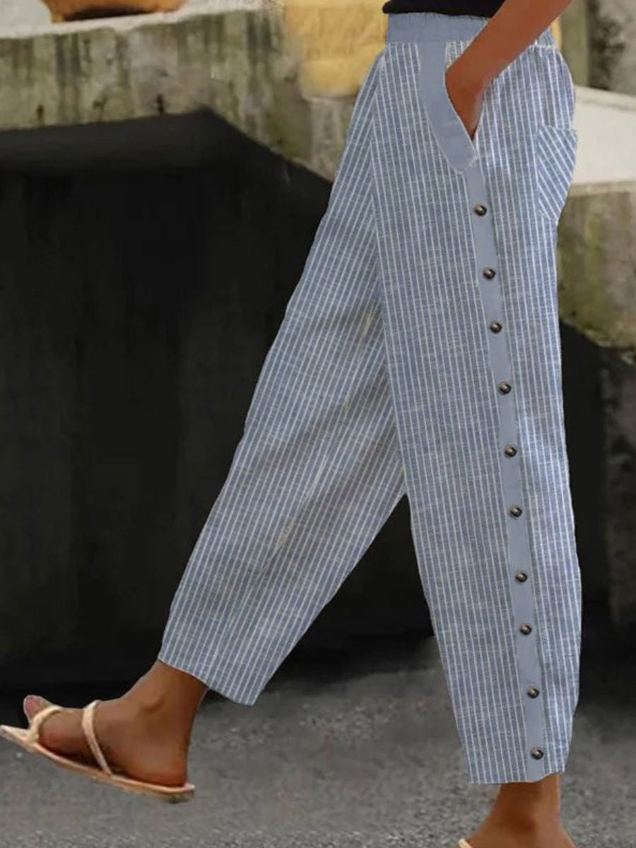 LOURDES | Pantalón rayado con botones